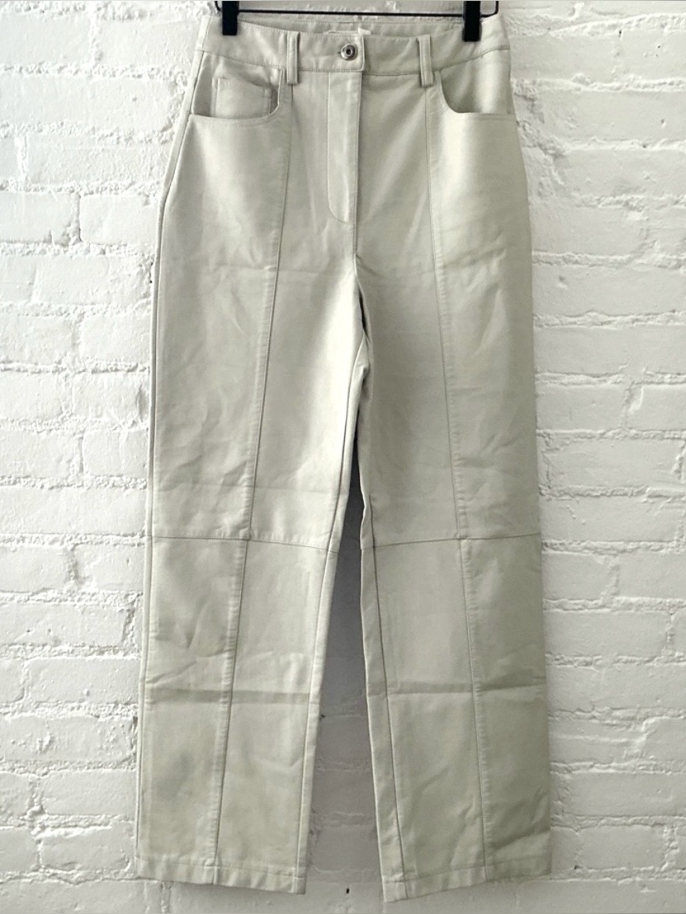 Glassons Faux Leather Wide Leg Patchwork Pants High Waisted Stone Size 8